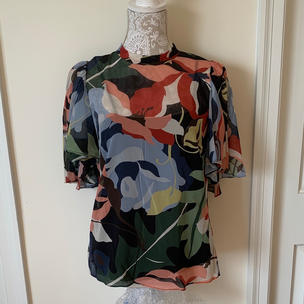 Floral Multicolor Silk Women's Top